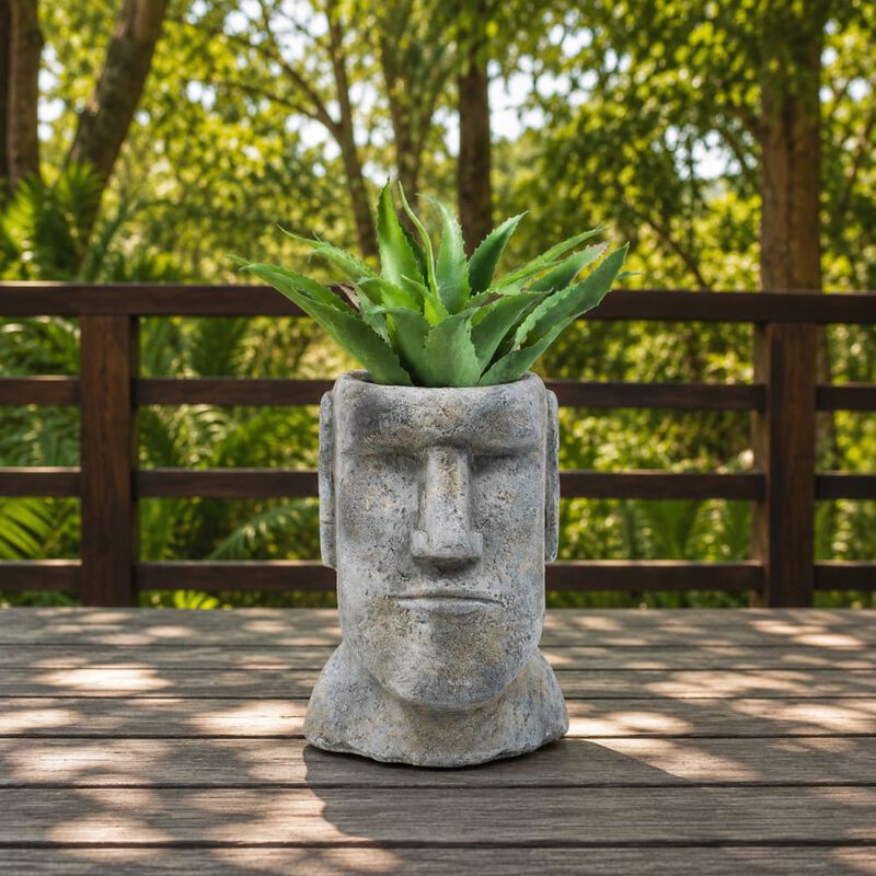 WOW PIONEER Easter Island Cement Planter Statue-Inspired Decorative Plant Holder for Indoor Outdoor Home and Patio Garden Display image number 3