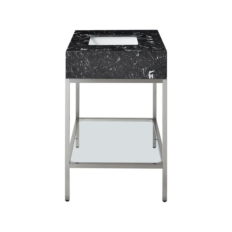 Meridian Furniture Marmo Black Engineered Marble Bathroom Vanity