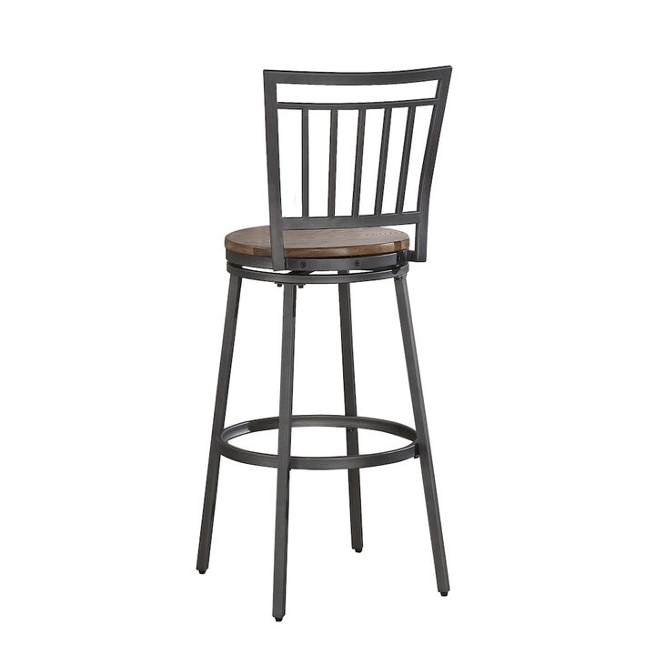 Stockton 30" Metal Swivel Stool - Slate Grey - Golden Oak Seat