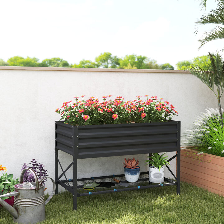 Hivvago Galvanized Garden Planter for Flowers and Herbs
