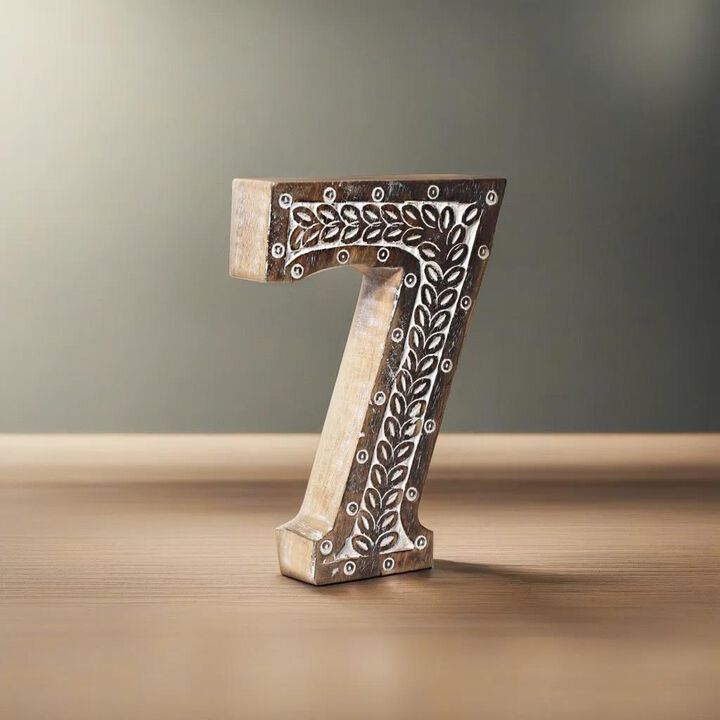 Vintage Natural Handmade Eco-Friendly "7" Numeric Number For Wall Mount & Table Top Décor