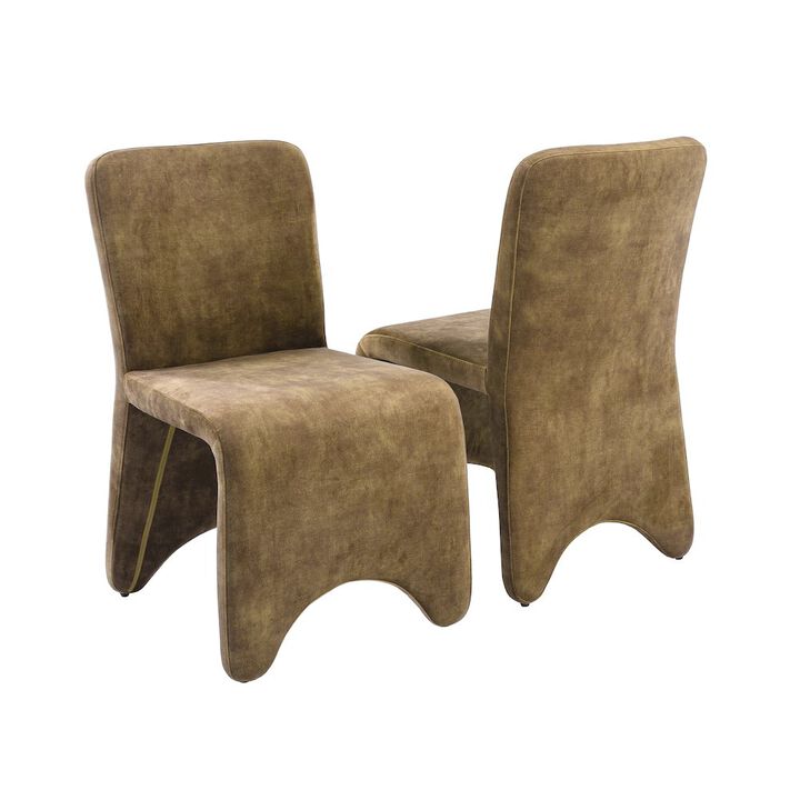 Modrest Ditka - Modern Camel Velvet Dining Chair (Set of 2)