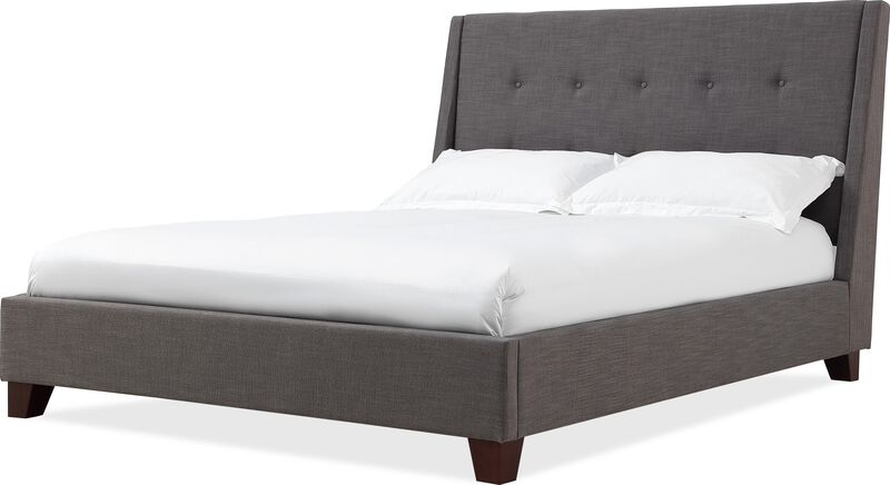 Madera Upholstered Platform Bed in Dark Charcoal