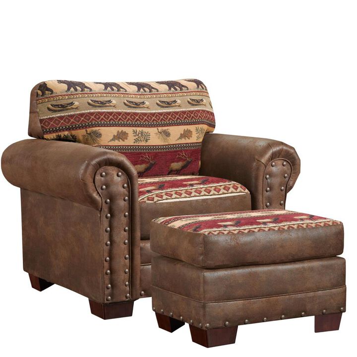 American Furniture Classics Sierra Lodge Armchairs with Matching Ottoman