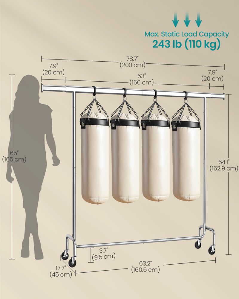 Heavy Duty Garment Rack Adjustable Rod for Clothes Organization image number 2