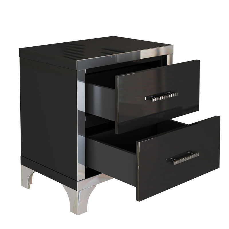 Merax High Gloss Nightstand with Metal Handle