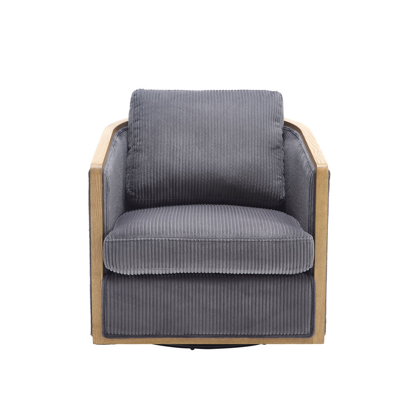 Merax Corduroy Swivel Barrel Chair Club Chair