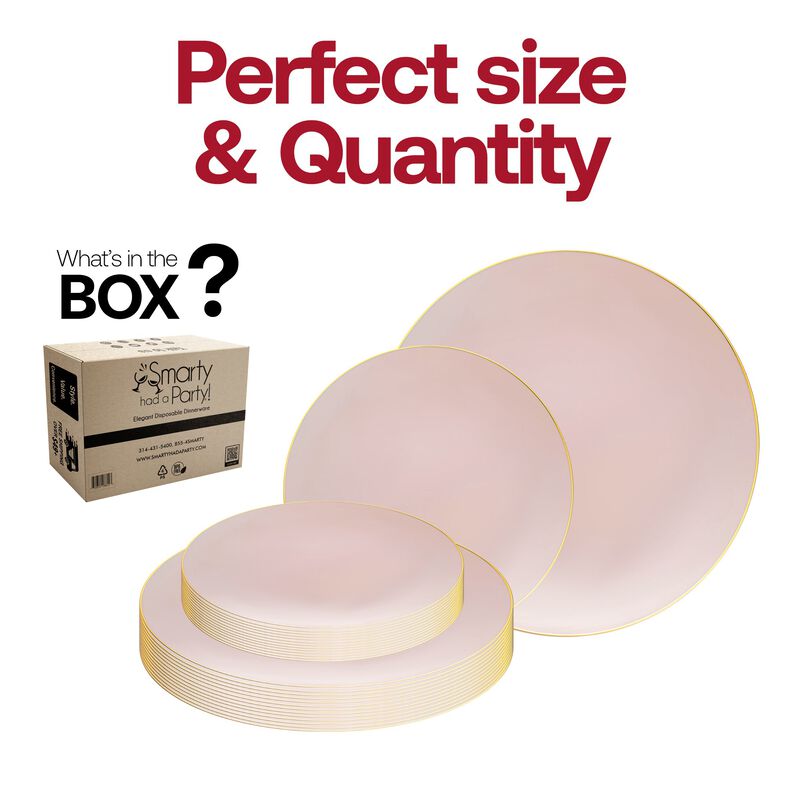 Pink with Gold Organic Round Plastic Dinnerware Value Set (40 Sets) image number 4