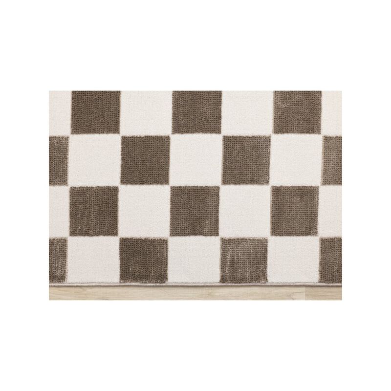 Novelle Home Logan Soft Brown Cream Checkered Rug, 6'7 x 9'6 image number 2