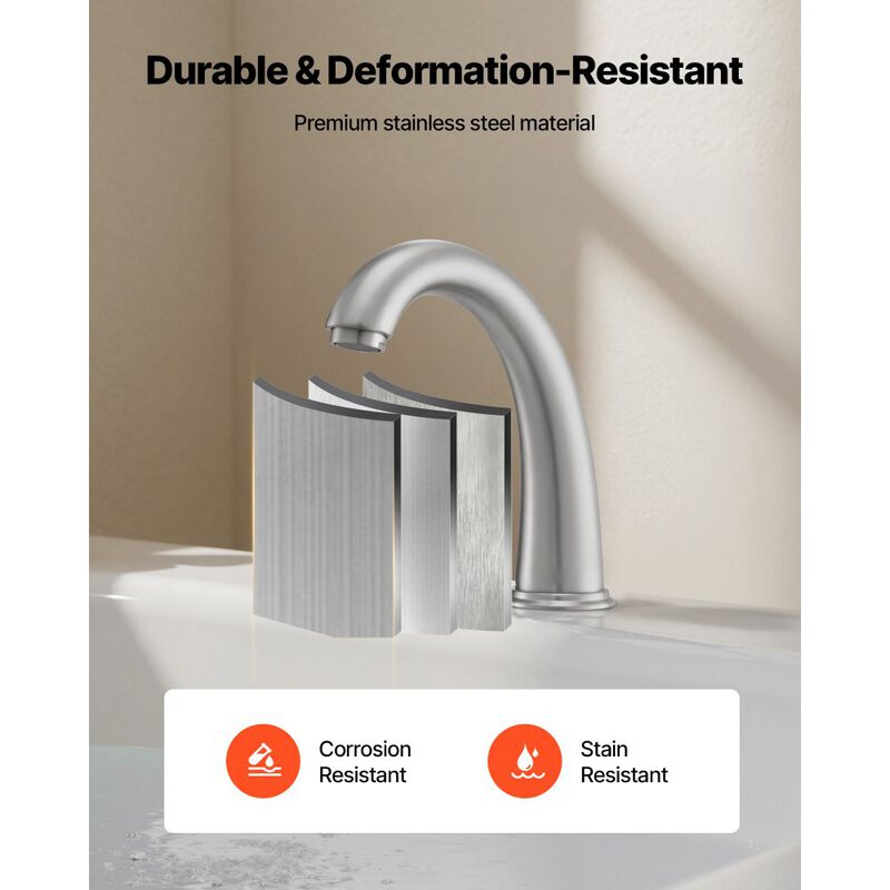 Deck Mount Roman Tub Faucet 3-Hole Waterfall Faucet with High Arc Gooseneck Spout-Brushed Nickel image number 5