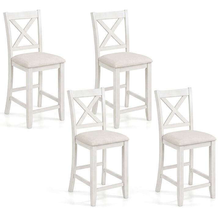 Modern Farmhouse Counter Stools Set of 4 with Footrest for Kitchen Island