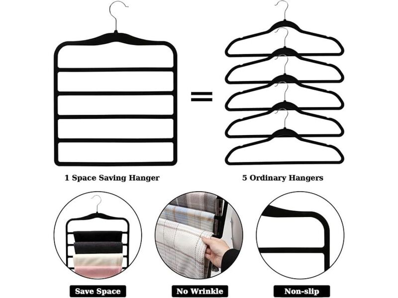 Closet Organizers And Storage, 3 Pack Pants-Hangers-Space-Saving, Velvet Non Sil image number 2