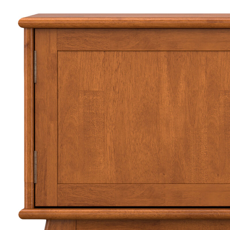 Draper SOLID HARDWOOD 72 inch Wide Mid Century Modern TV Media Stand in Teak Brown For TVs up to 80 inches