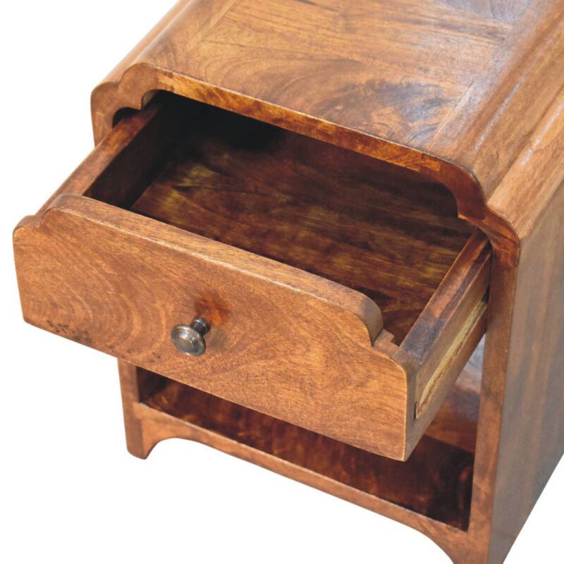 Artisan Furniture Solid Wood Newton Mini Chestnut Nightstand with a drawer and open shelf