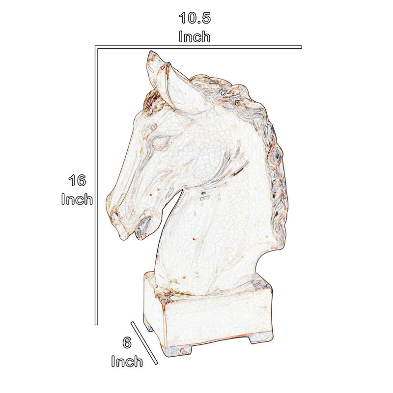 Transitional Style Ceramic Horse Head Decor Piece, Large, Beige image number 4