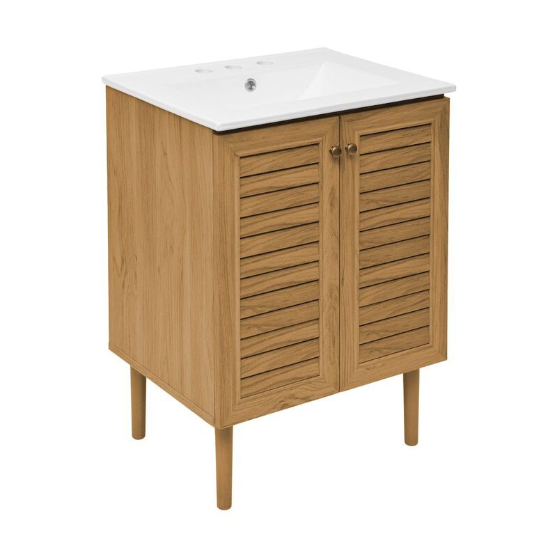 24" Freestanding Bathroom Vanity with 3-Hole Centerset Sink Top image number 1