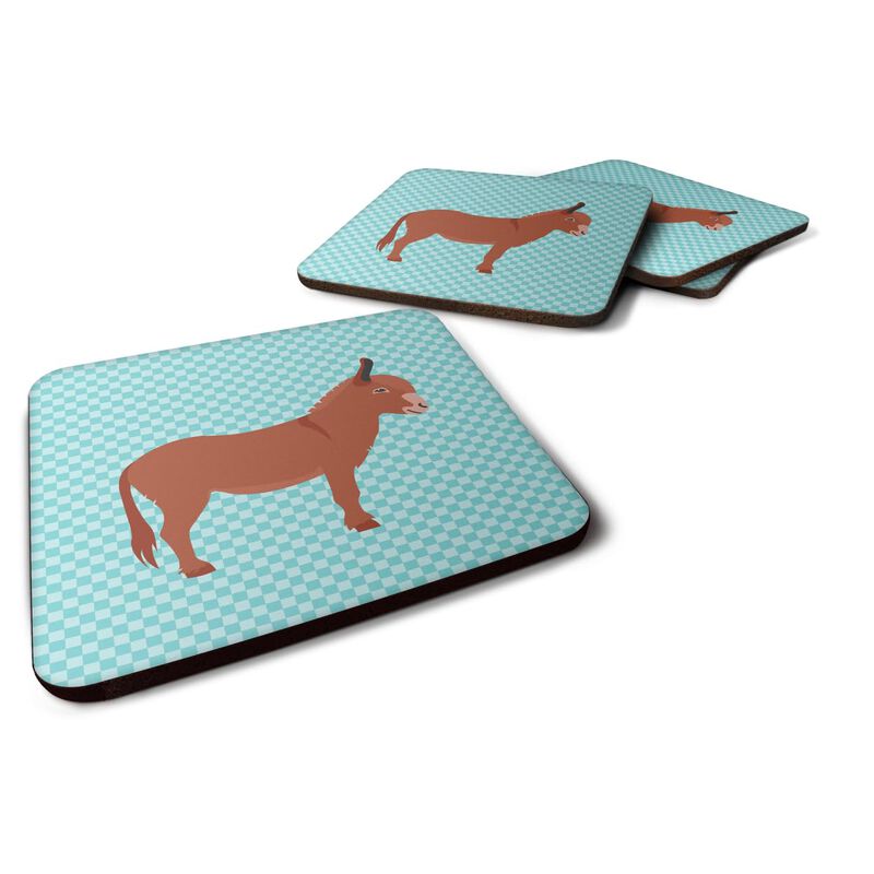 Caroline's Treasures Irish Donkey Blue Check Decorative coasters, 3.5, Multicolor