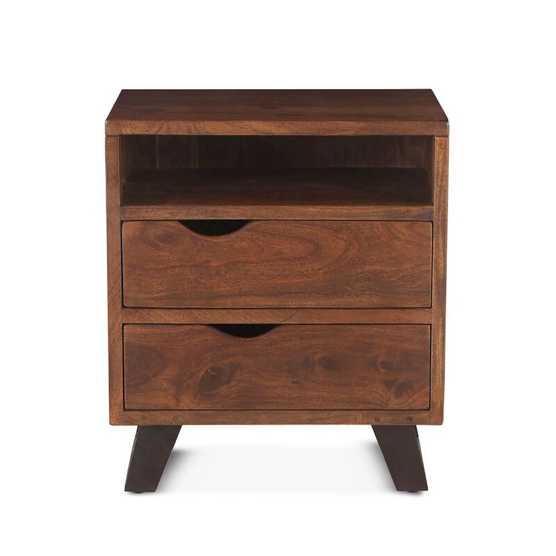 World Interiors Nottingham 23-Inch Acacia Wood Night Chest in Walnut Finish