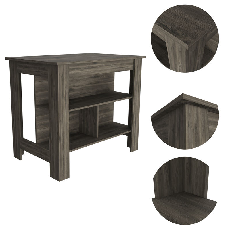 Streamdale Rockaway 3-Shelf Kitchen Island Dark Brown