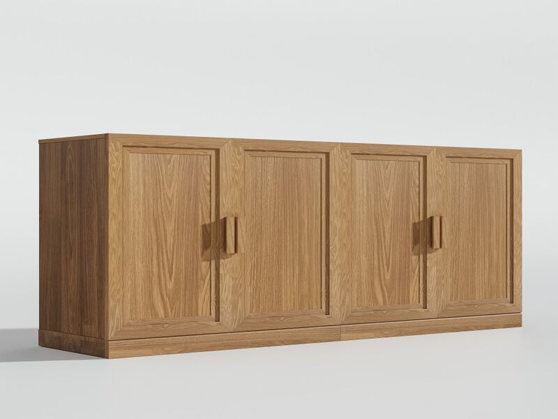 2-Piece Modern Minimalist Wood Grain Edge Cabinet, Multifunctional Storage with 3-Layer Shelves image number 0