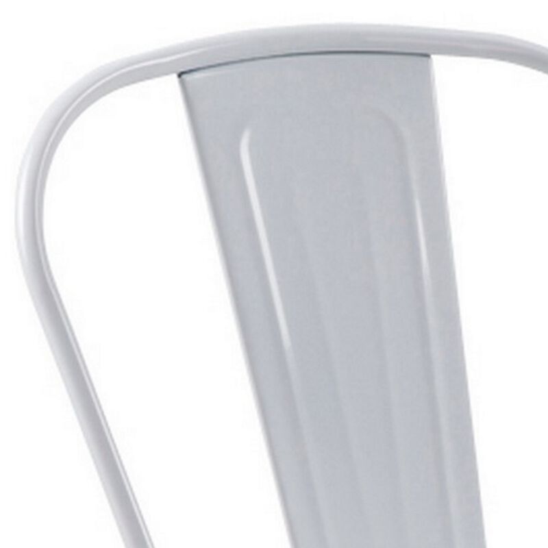 Gene 25 Inch Classic Outdoor Dining Side Chair, Bright White Metal Frame-Benzara image number 2