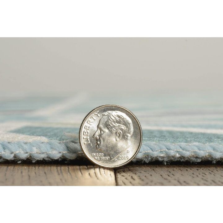 Linon Outdoor Washable Deltona Green & Ivory, Rug
