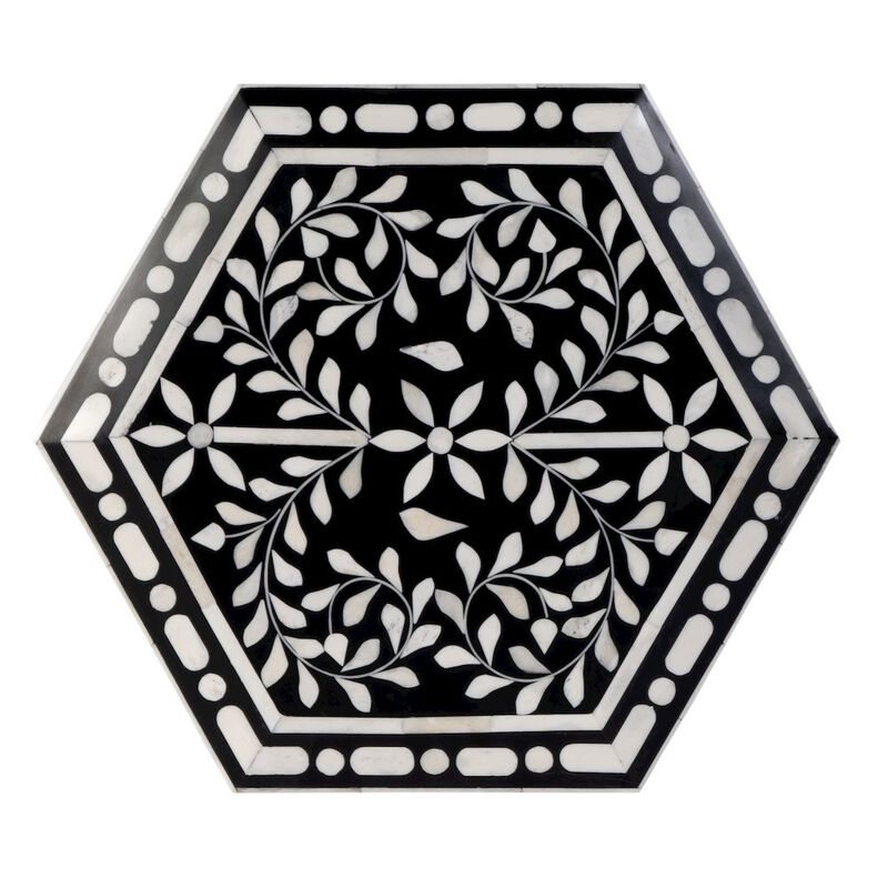 Butler Specialty Amaya 16 in. W Hexagon Bone Inlay Side Table, Black, White image number 6