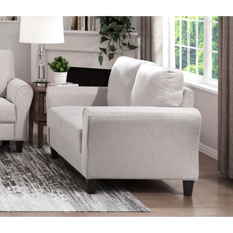 Streamdale Transitional Sand Fabric Loveseat with Attached Cushion image number 5