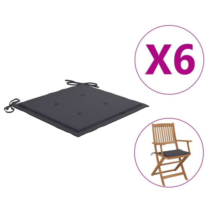 vidaXL Garden Chair Cushions 6 pcs Anthracite 15.7"x15.7"x1.6" Fabric