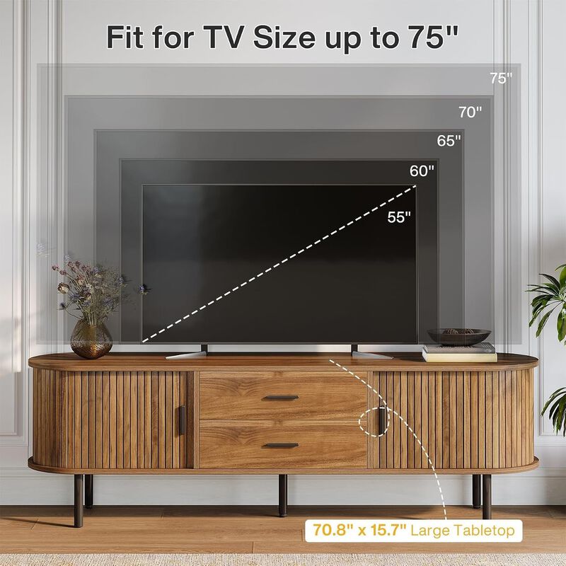 Tribesigns 70" TV Stand Media Console with Storage image number 2