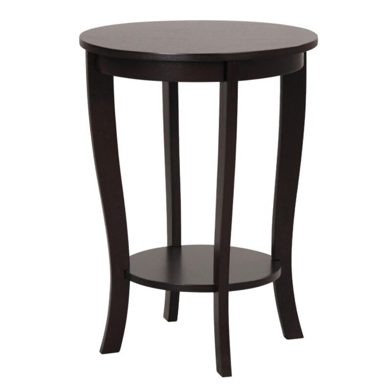 Hivvago 2-tier Round End Table with Solid Wood Legs