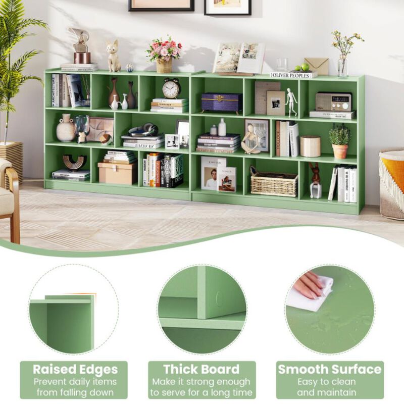 Hivvago 3-Tier Open Bookcase 8-Cube Floor Standing Storage Shelves