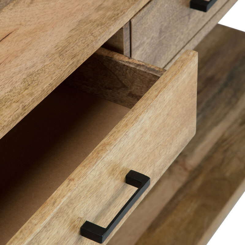 Riverside SOLID MANGO WOOD and Metal 54 inch Wide Modern Industrial Console Sofa Table in Natural