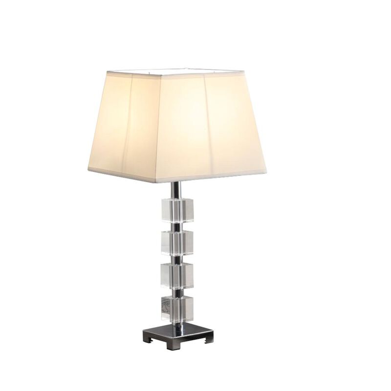 Hivvago 25" Crystal Geo Cubed Table Lamp With White Sharp Corner Square Tapered Shade