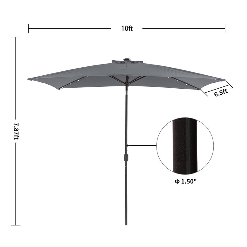 MONDAWE 10ft Rectangular Solar LED Market Patio Umbrella