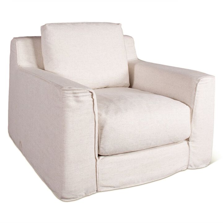 World Interiors Oliver Armchair in White Linen Slipcover