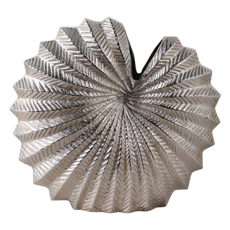 14x14" Seashell Metal Vase, Silver image number 3