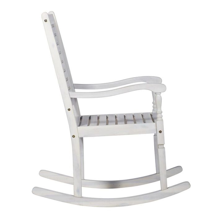 Walker Edison Acacia Outdoor Solid Wood Rocking Chair- White Wash