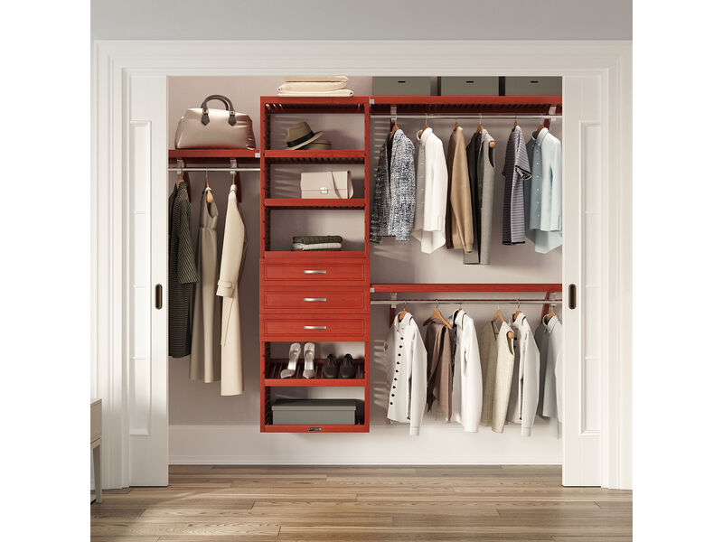 Solid Wood Reach-In Closet Organizer with 3 Drawers