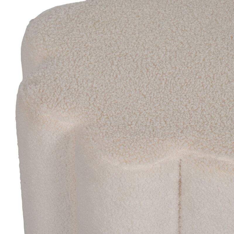 18" Petal Shaped Boucle Ottoman