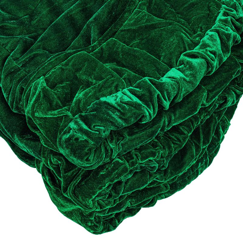 Vickerman 84" Plush Emerald Green Velvet Christmas Tree Skirt image number 1