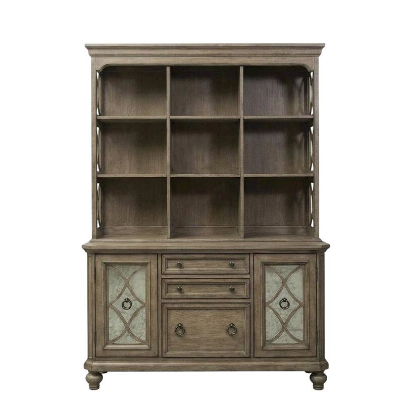 Liberty Furniture Brown Credenza and Hutch Set with Cottage Style Compact Storage image number 0