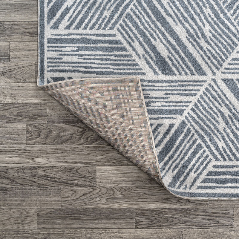 Vector Modern Coastal Geometric Machine-Washable Area Rug