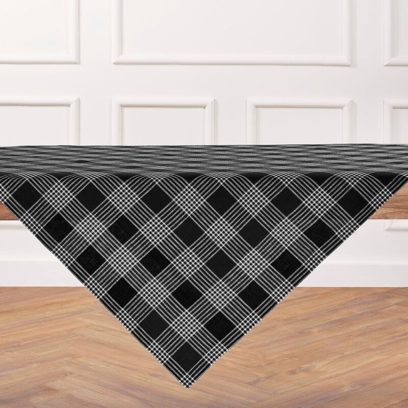 Solino Home Glen Check 100% Linen Table Throw &ndash; Handcrafted, Machine Washable, Perfect for Holiday and Everyday Dining