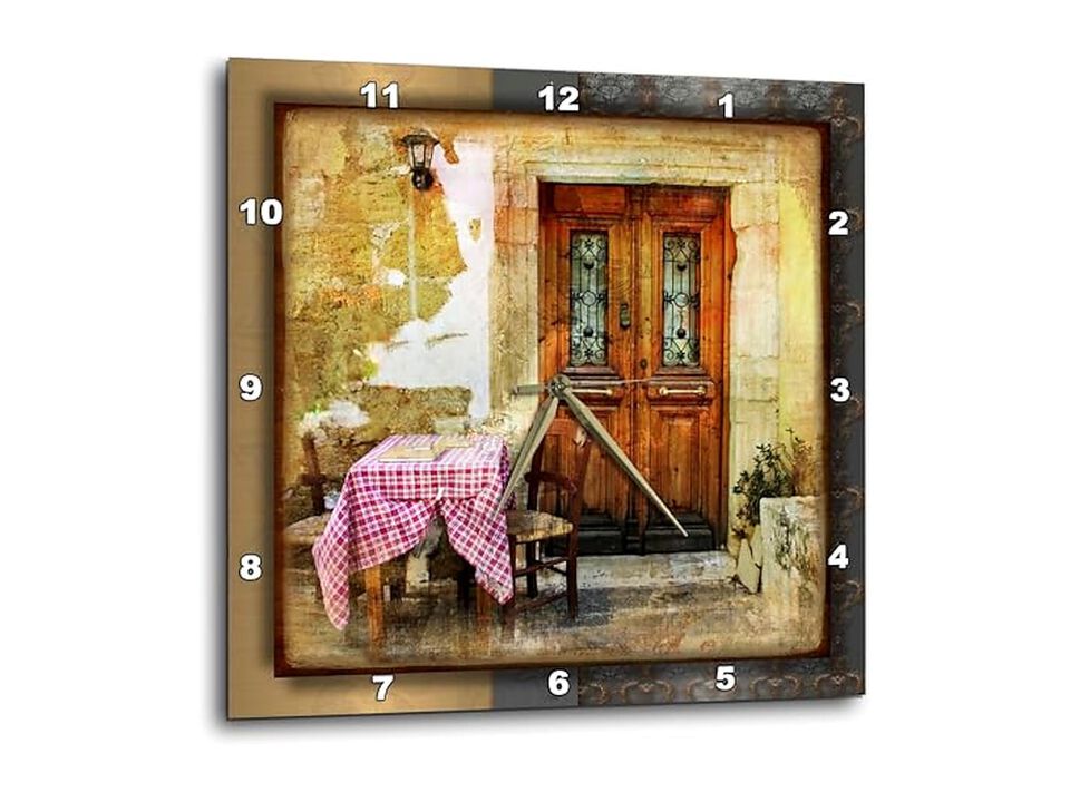 Susan Brown Designs Greek Cafe Wall Clock 10 Inch Home Decor