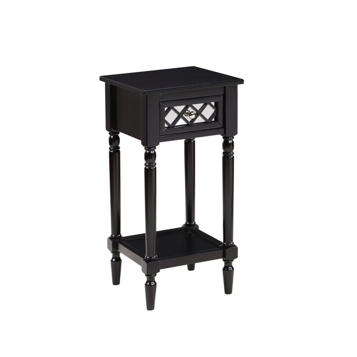 Convenience Concepts French Country Khloe Deluxe 1 Drawer Accent Table with Shelf, Black