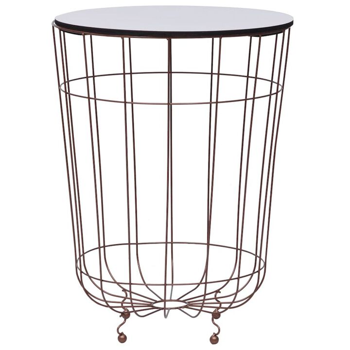 Coffee Table Gold, White Metal, MDF 15.7 in across