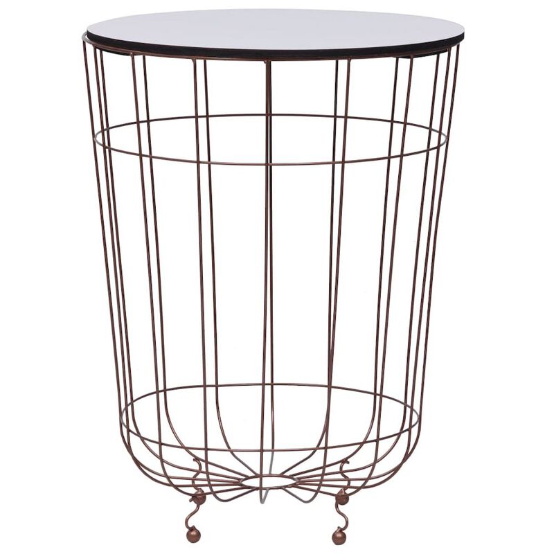 Coffee Table Gold, White Metal, MDF 15.7 in across