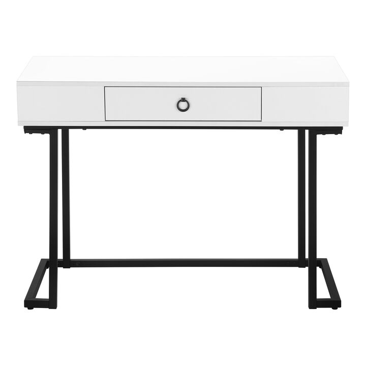 HomeRoots 42" White and Black Wood and Metal Sled Computer Desk