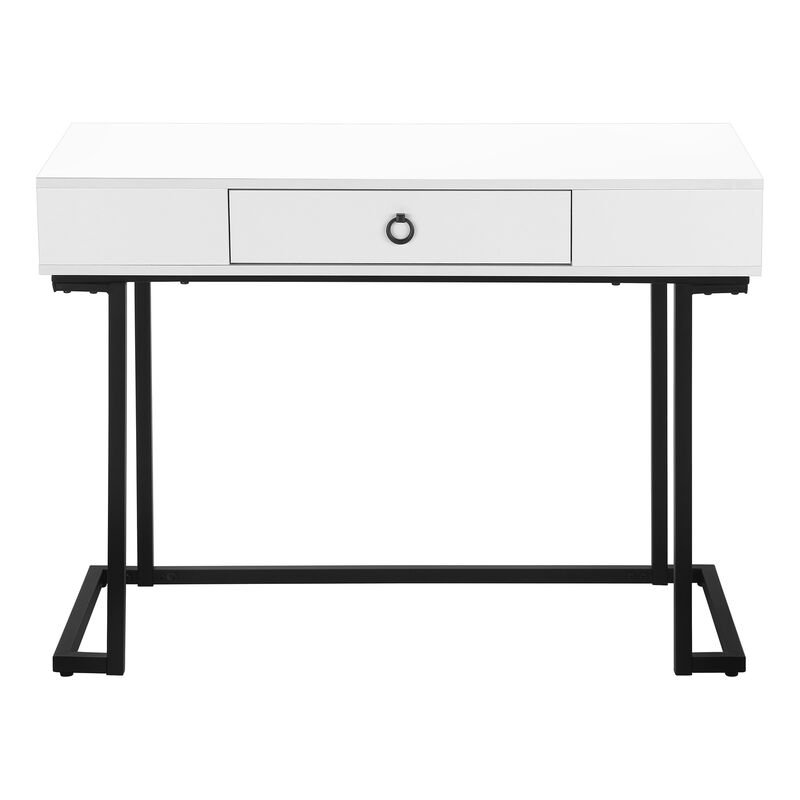 HomeRoots 42" White and Black Wood and Metal Sled Computer Desk image number 0